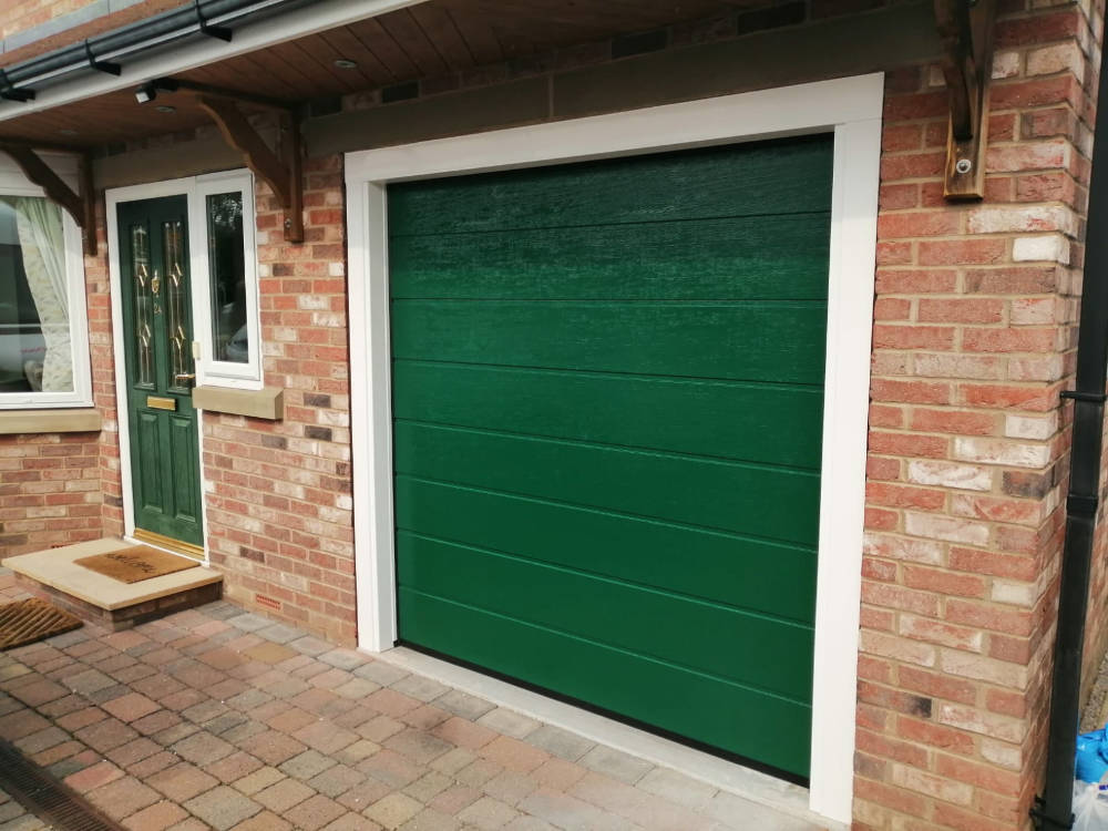 Green Automatic Sectional Garage Door